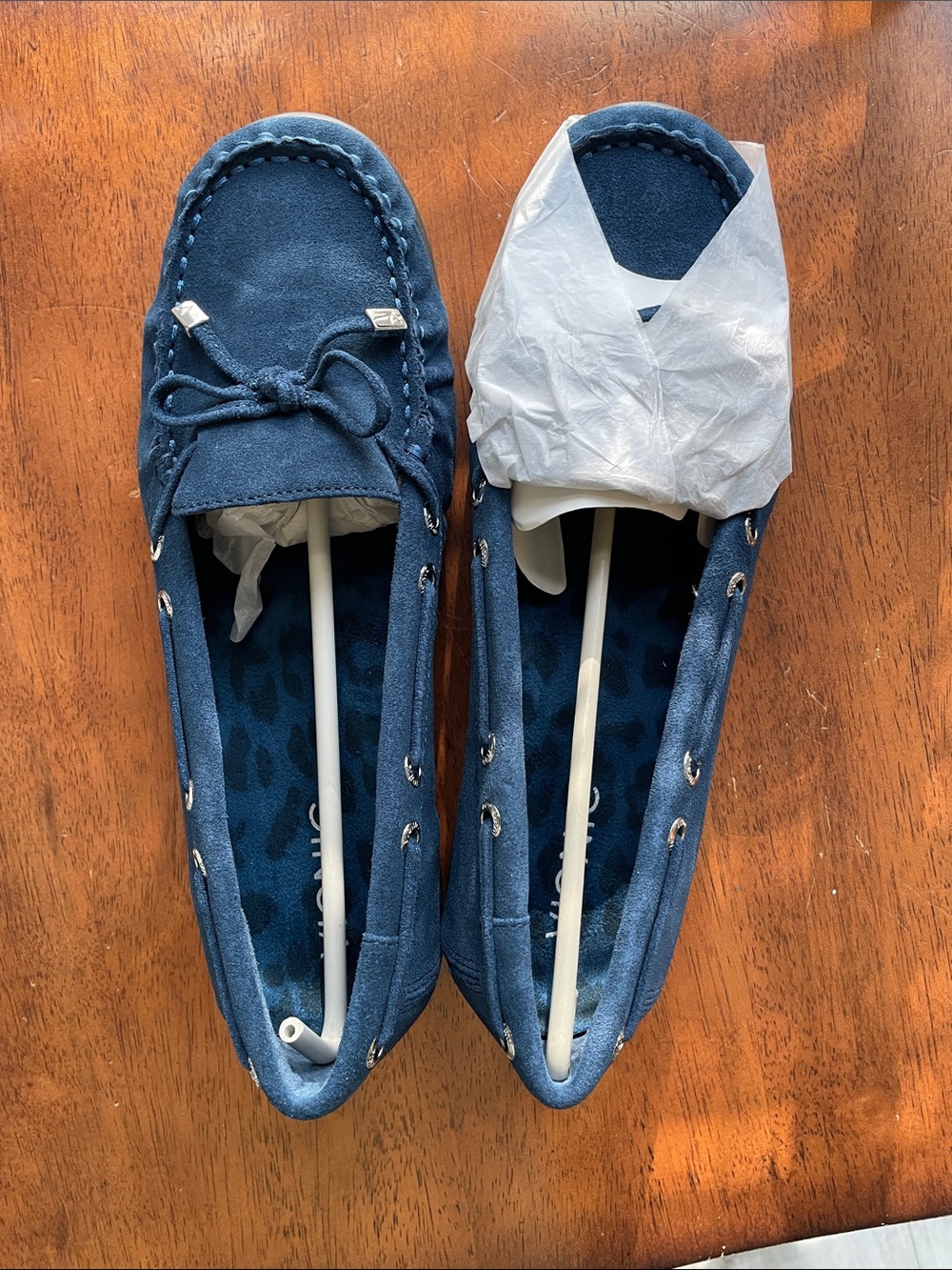 Vionic Navy Suede Moccasin Loafers - Tie Detail 9W